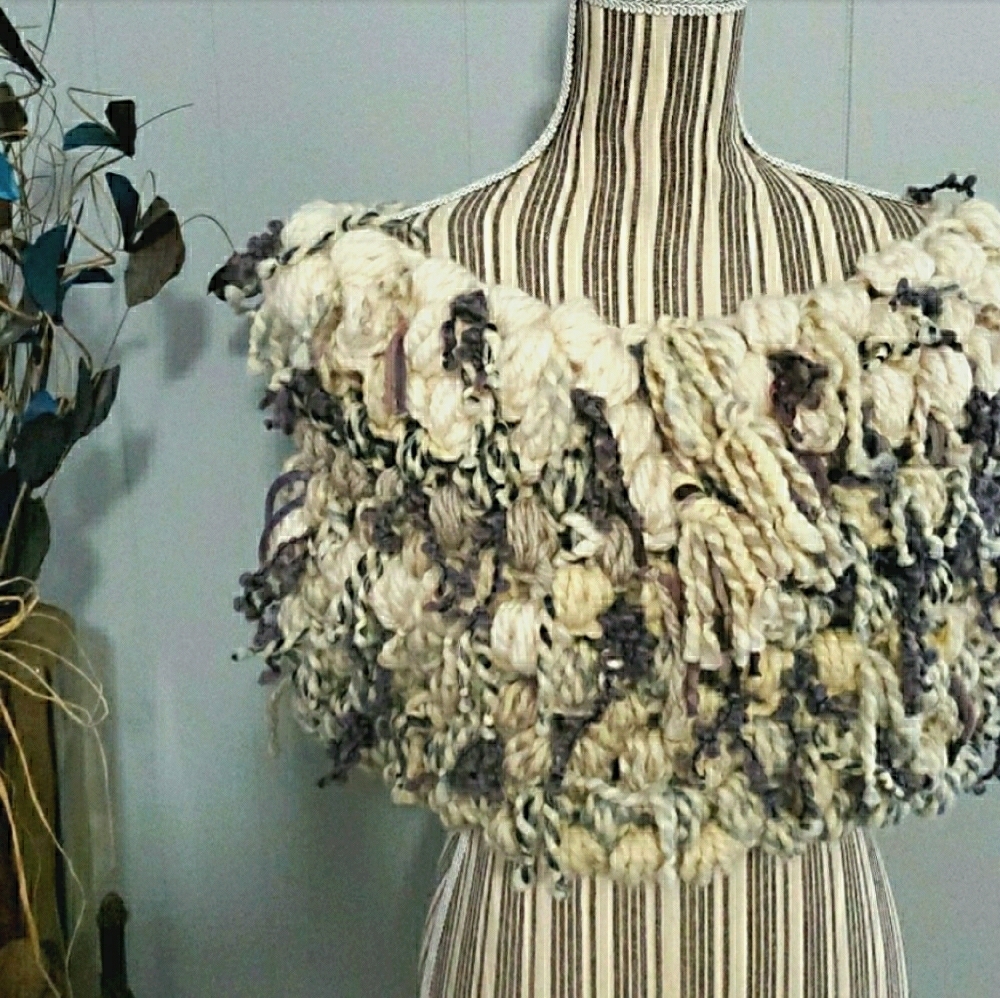 Handcrafted Boho Textured Chunky Cowl Neck Scarf